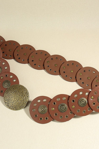 Round Shape PU Leather Belt Carauana Store