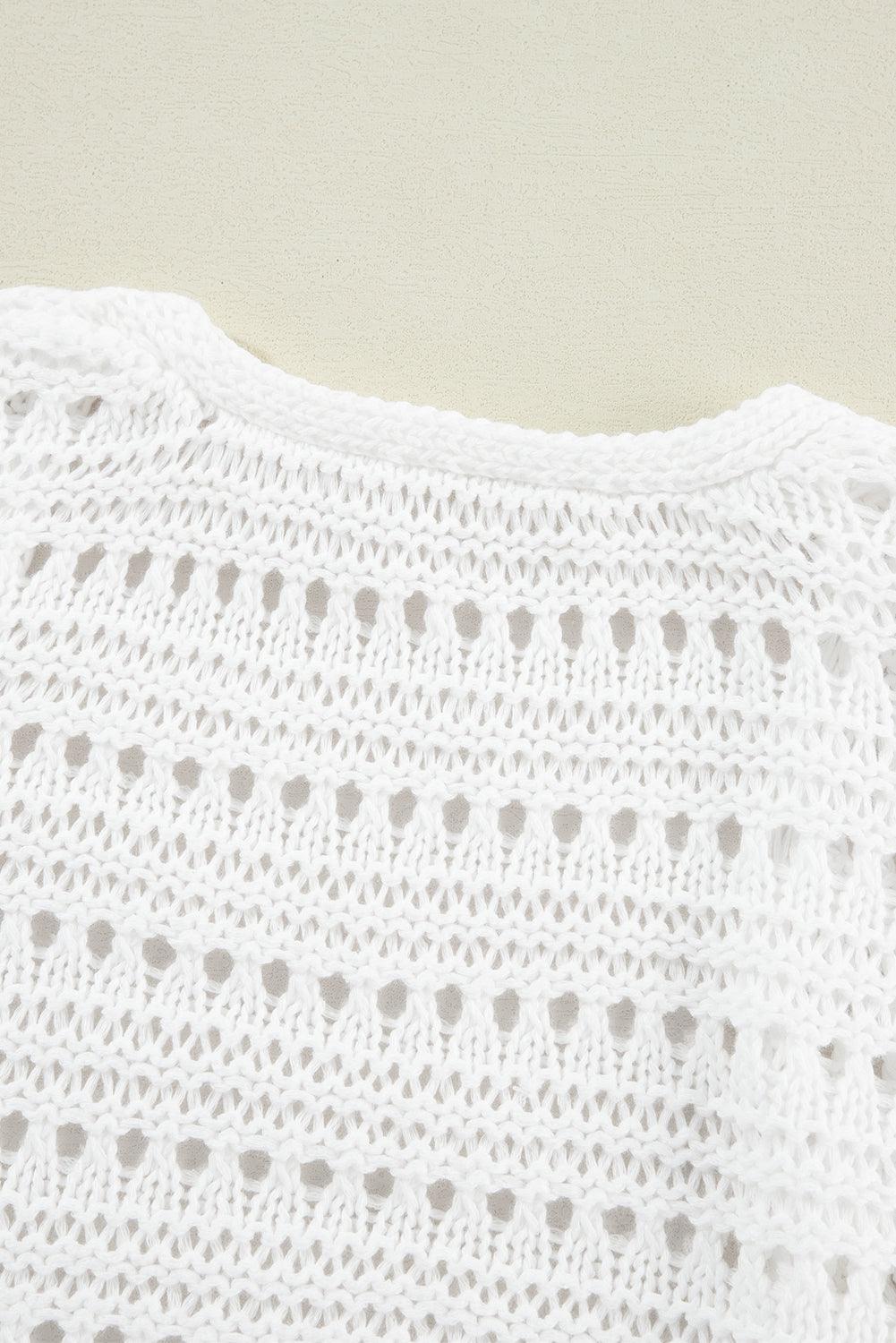 Openwork Open Front Long Sleeve Cardigan Carauana Store