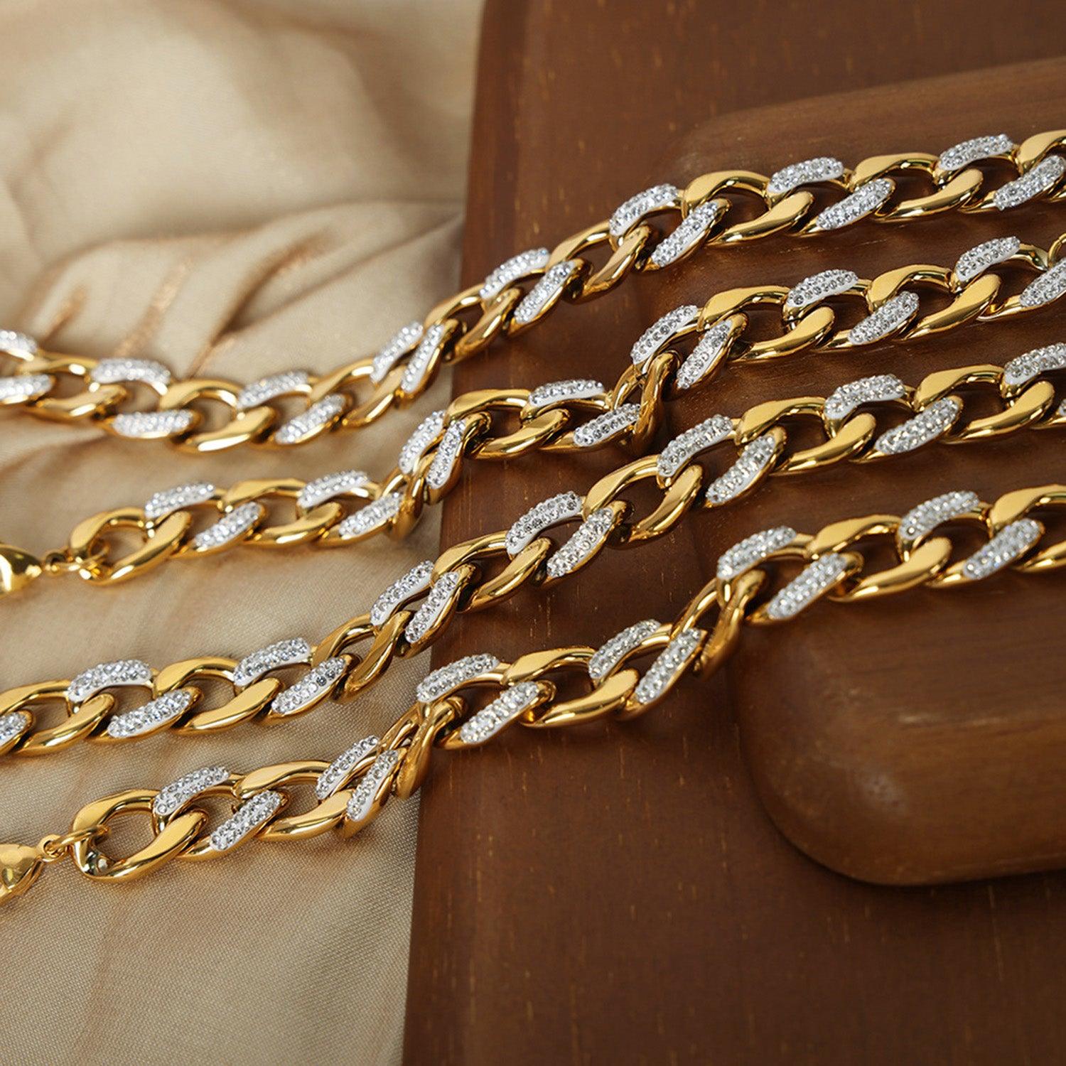 Zircon Titanium Steel Chunky Chain Necklace Carauana Store