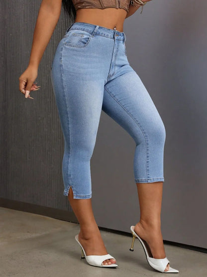 Side Slit Skinny Jeans with Pockets Carauana Store