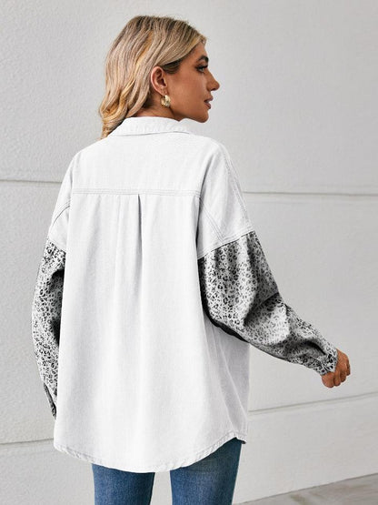 Leopard Button Up Denim Jacket Carauana Store