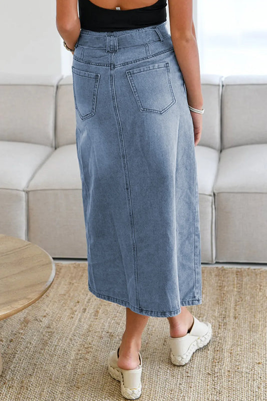 Tied Slit Denim Skirt Carauana Store