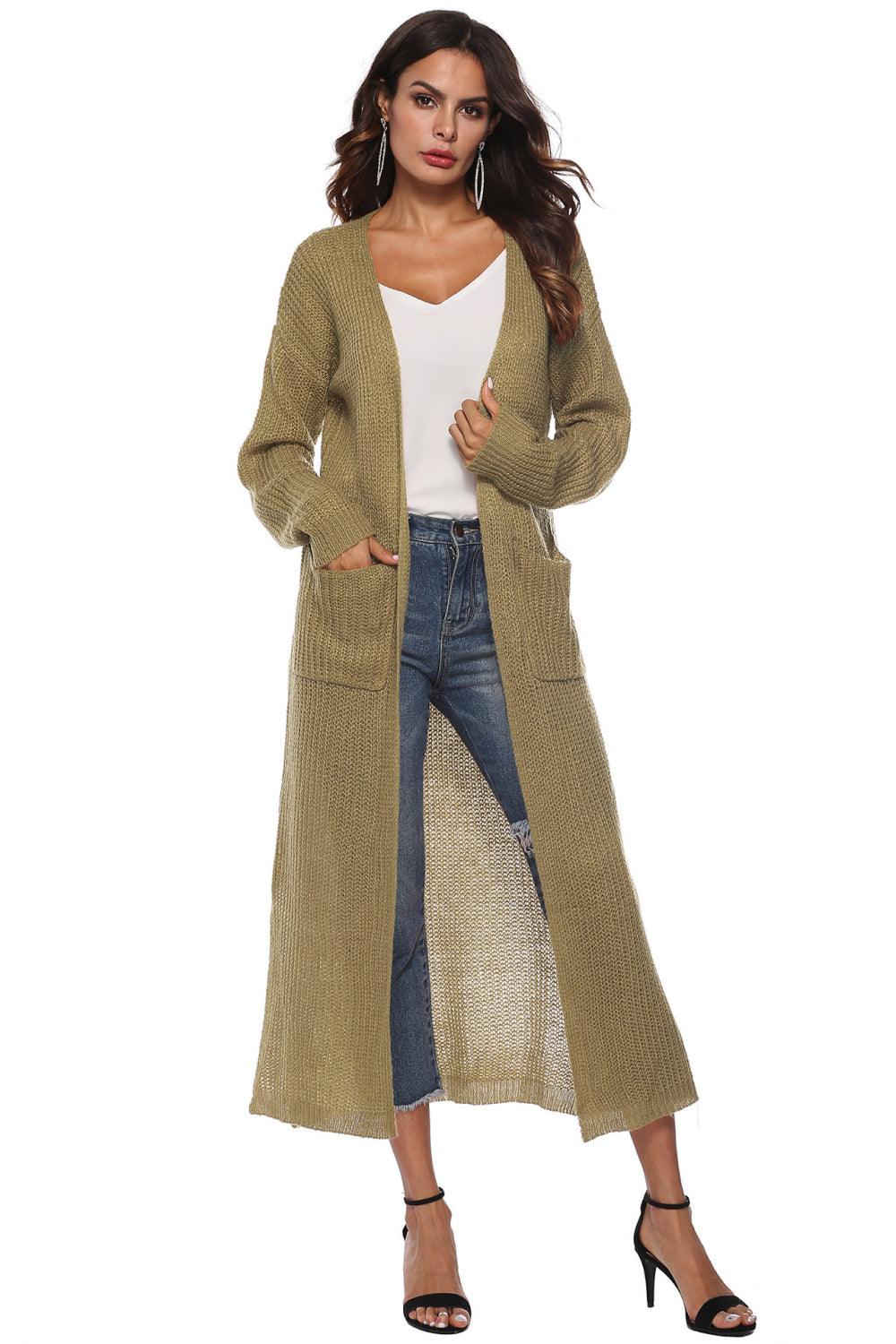 Long Sleeve Open Front Buttoned Cardigan Carauana Store
