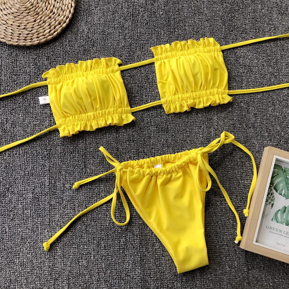 Frill Trim Ruched Bikini Set Carauana Store