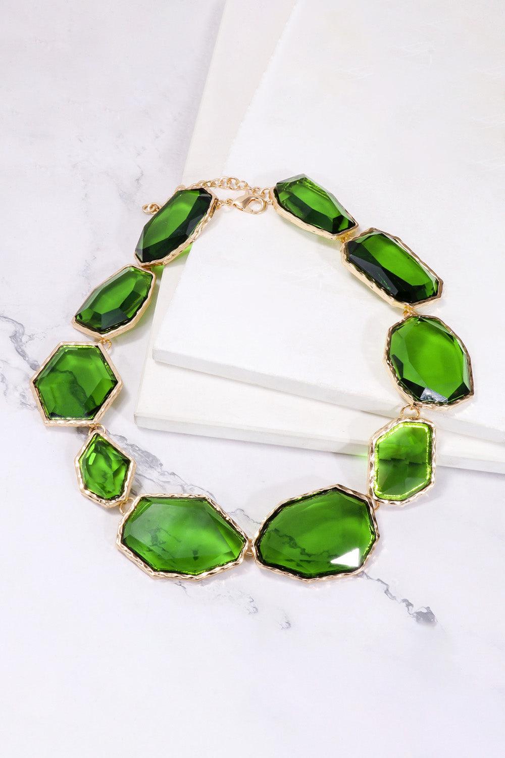 Geometrical Shape Zinc Alloy Frame Resin Necklace Carauana Store