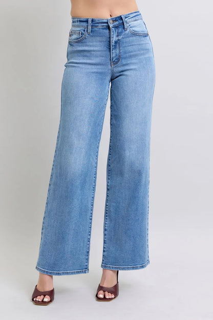 Judy Blue Full Size Wide Leg Jeans with Pockets Carauana Store