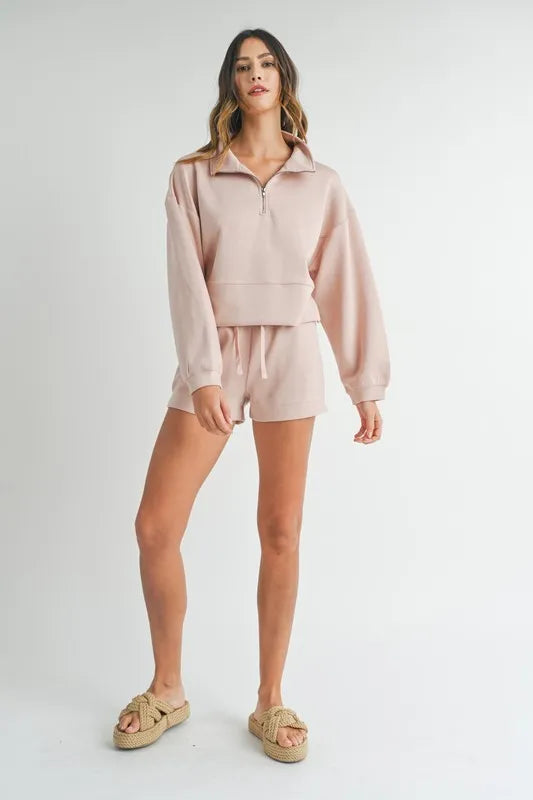 MABLE Half Zip Sweatshirt and Shorts Set Carauana Store