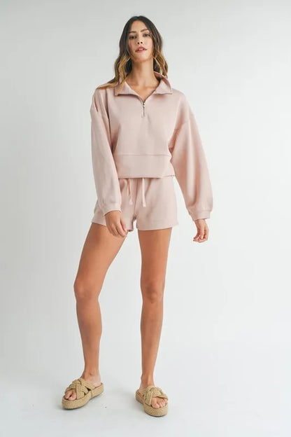 MABLE Half Zip Sweatshirt and Shorts Set Carauana Store