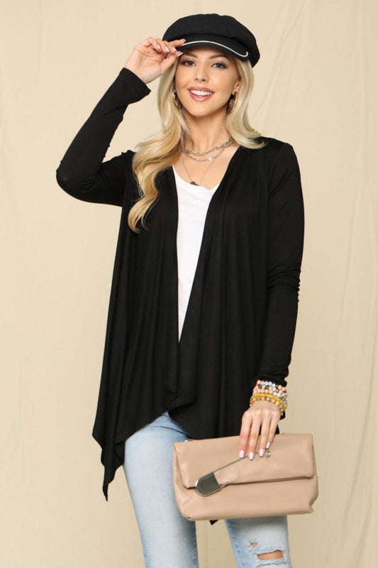 Celeste Full Size Open Front Knit Cardigan Carauana Store