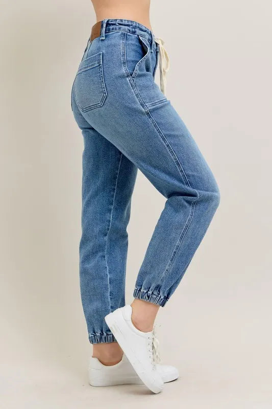 Judy Blue Full Size High Waist Denim Jogger Plus Size Carauana Store