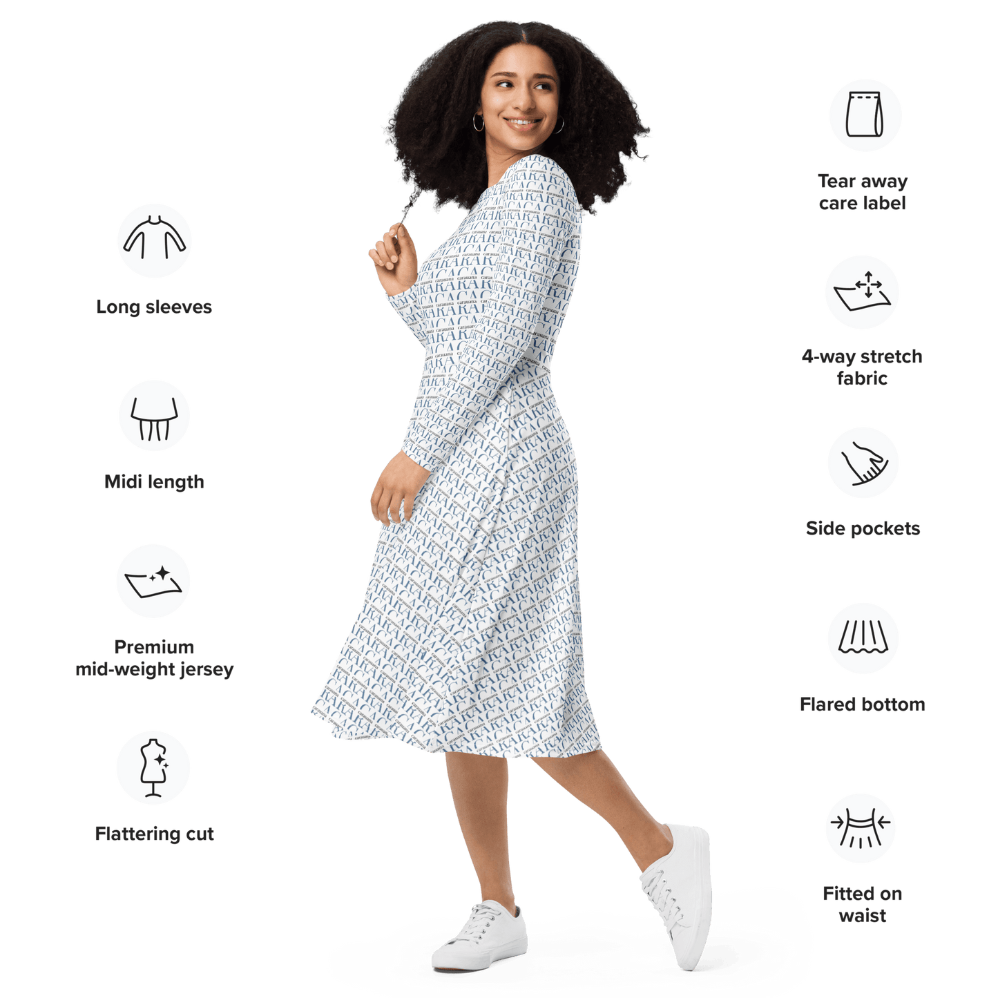 CARAUANA midi dress long sleeve Carauana Store