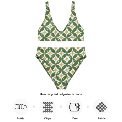 CaRaNaNa high-waisted bikini Green Pattern Carauana Store