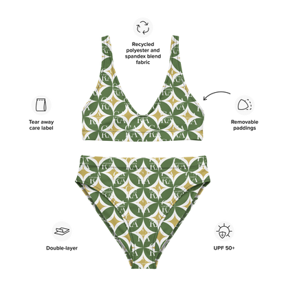CaRaNaNa high-waisted bikini Green Pattern Carauana Store