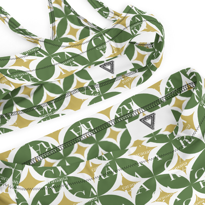 CaRaNaNa high-waisted bikini Green Pattern Carauana Store