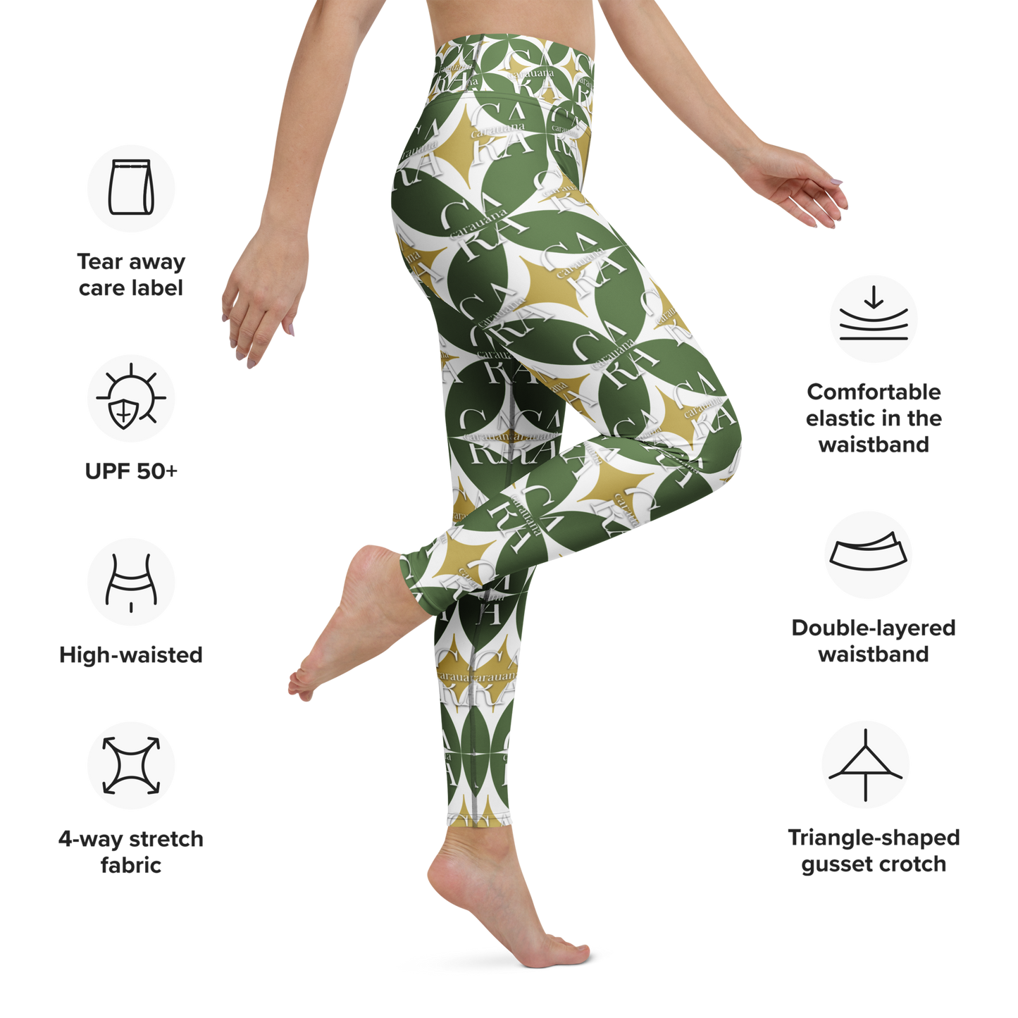 CaRaUaNa Leggings SPORT Pattern Green Carauana Store