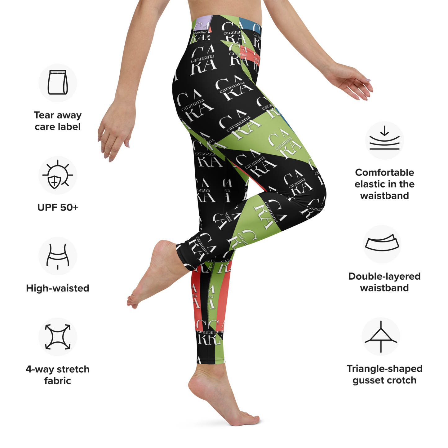 CaRaUaNa Leggings SPORT Green Black Carauana Store