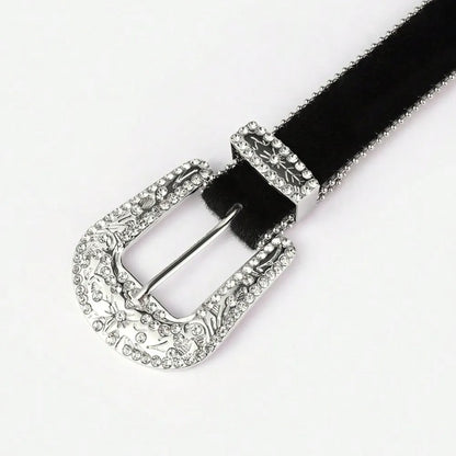 PU Leather Inlaid Rhinestone Belt Carauana Store