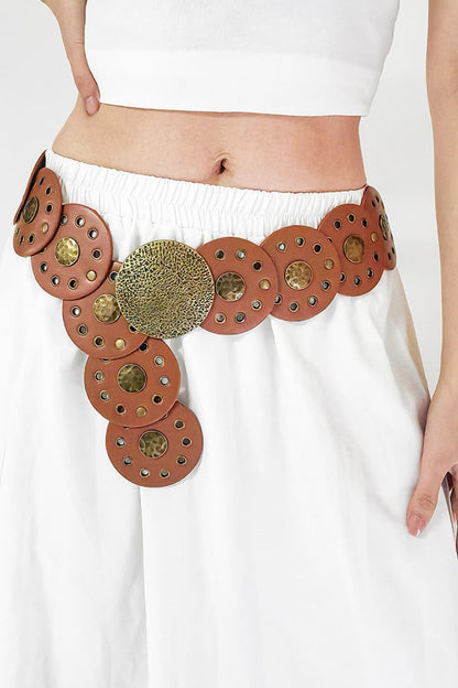 Round Shape PU Leather Belt Carauana Store
