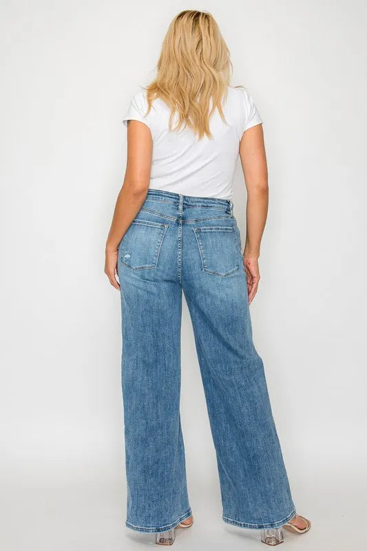 bytos Full Size High Rise Wide Leg Jeans with Pockets Carauana Store