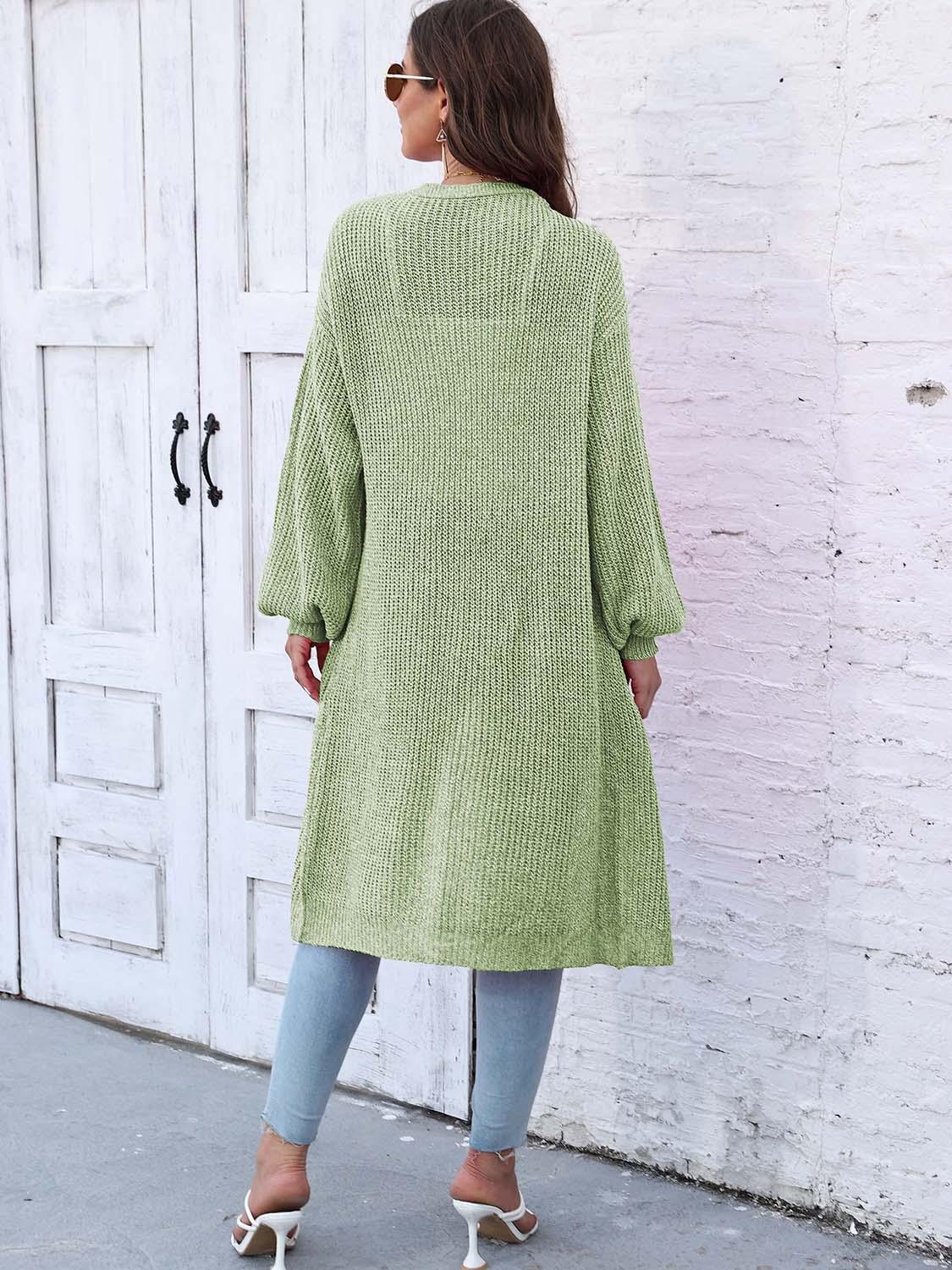 Open Front Longline Cardigan with Pockets Carauana Store