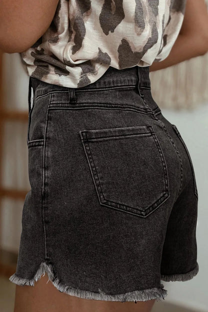 Raw Hem High Waist Denim Shorts Carauana Store