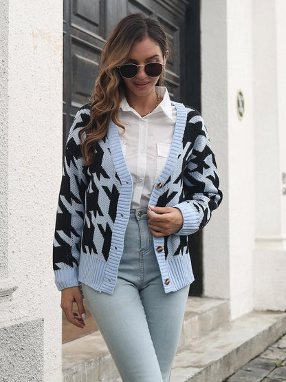 Houndstooth Button Down Cardigan Carauana Store