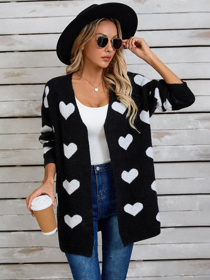 Angel Wings Heart Open Front Long Sleeve Cardigan Carauana Store