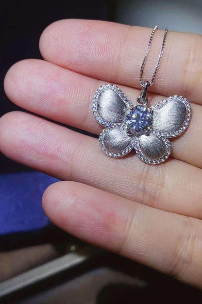 1 Carat Moissanite Butterfly Pendant Necklace Carauana Store