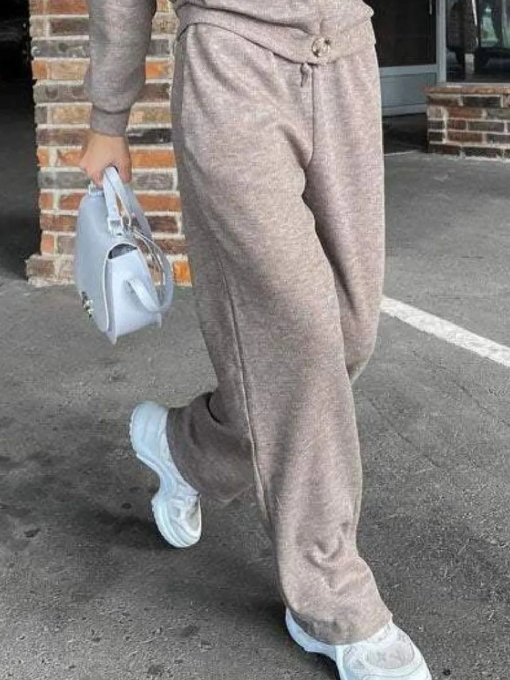 Full Size Button Up Long Sleeve Top and Pants Set Carauana Store