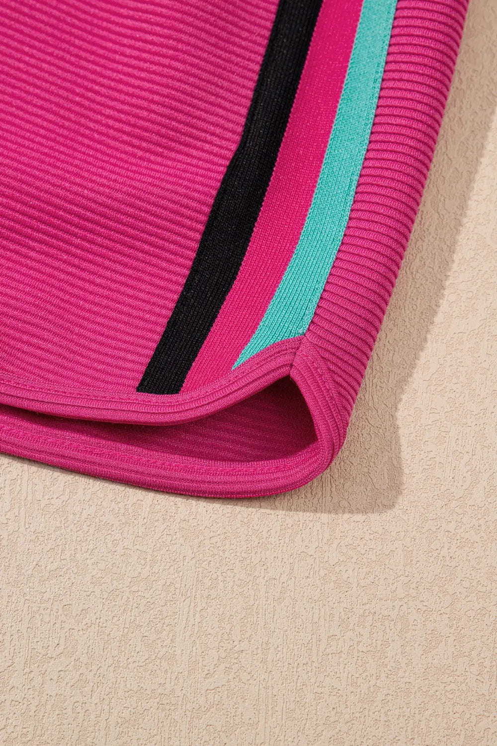 Striped Detail Flutter Sleeve Zipped Collar Top and Short Set Carauana Store