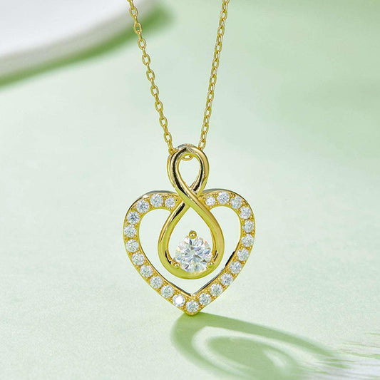 1 Carat Moissanite 925 Sterling Silver Heart Shape Necklace Carauana Store