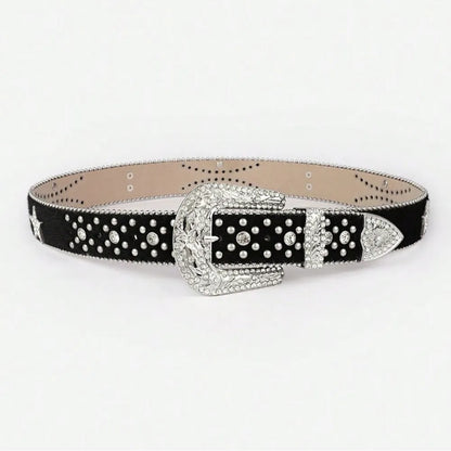 PU Leather Inlaid Rhinestone Belt Carauana Store