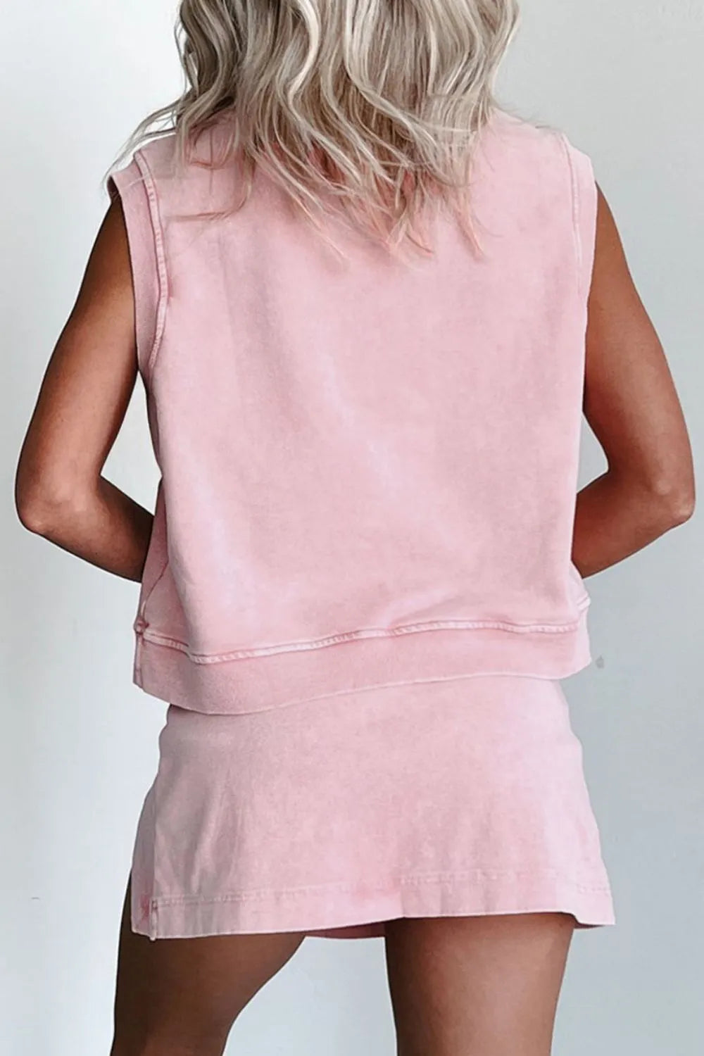 Mineral Wash Cotton Tank Top and Slit Skort Set Carauana Store