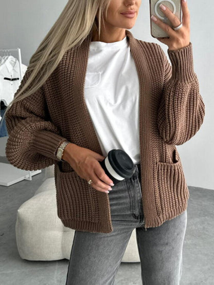Open Front Dropped Shoulder Cardigan Carauana Store