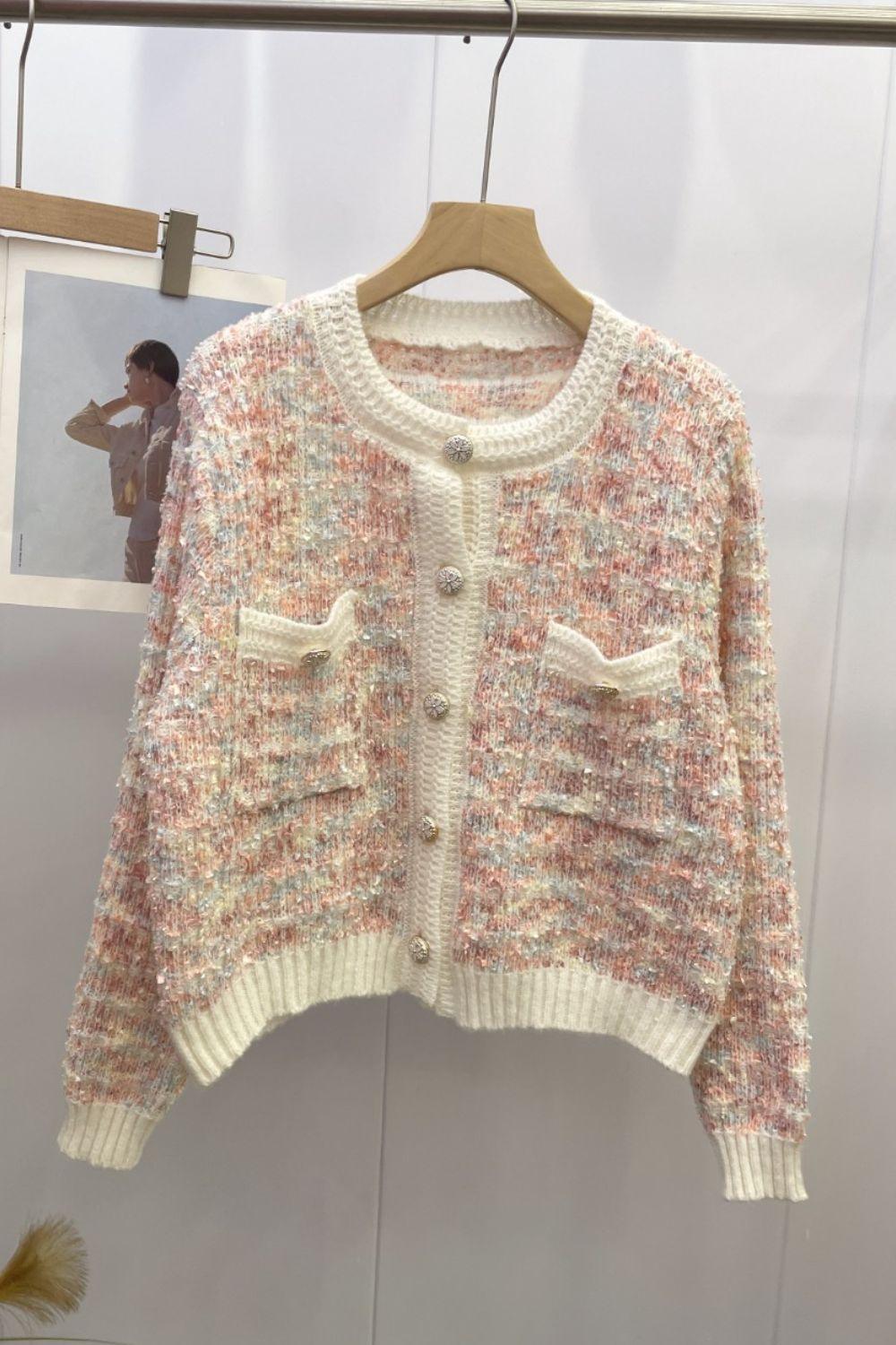 Heathered Button Up Long Sleeve Cardigan Carauana Store