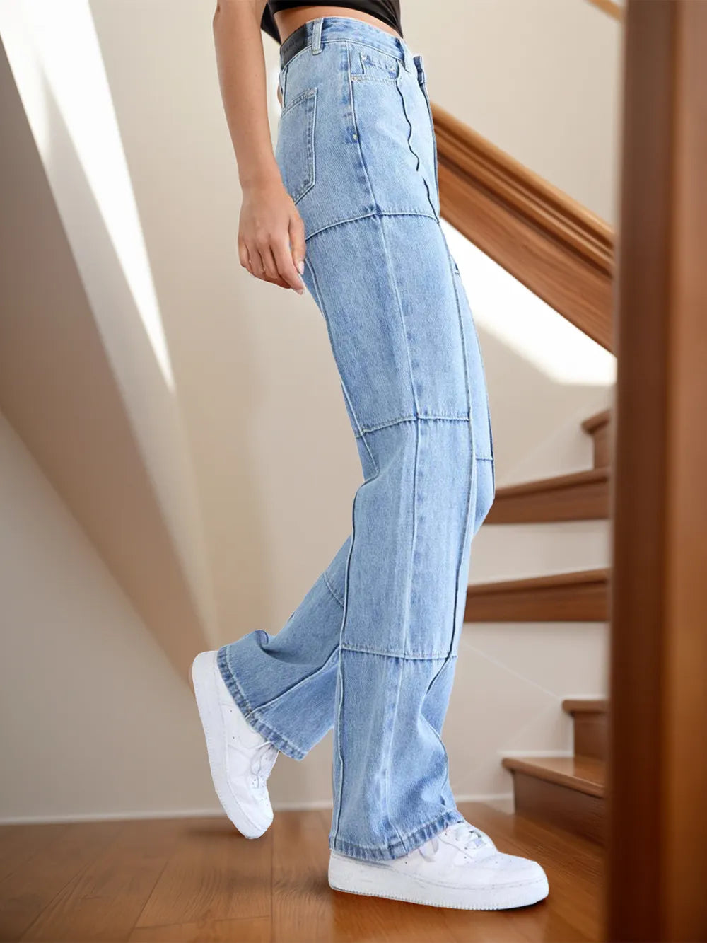 High Waist Straight Jeans with Pockets Carauana Store