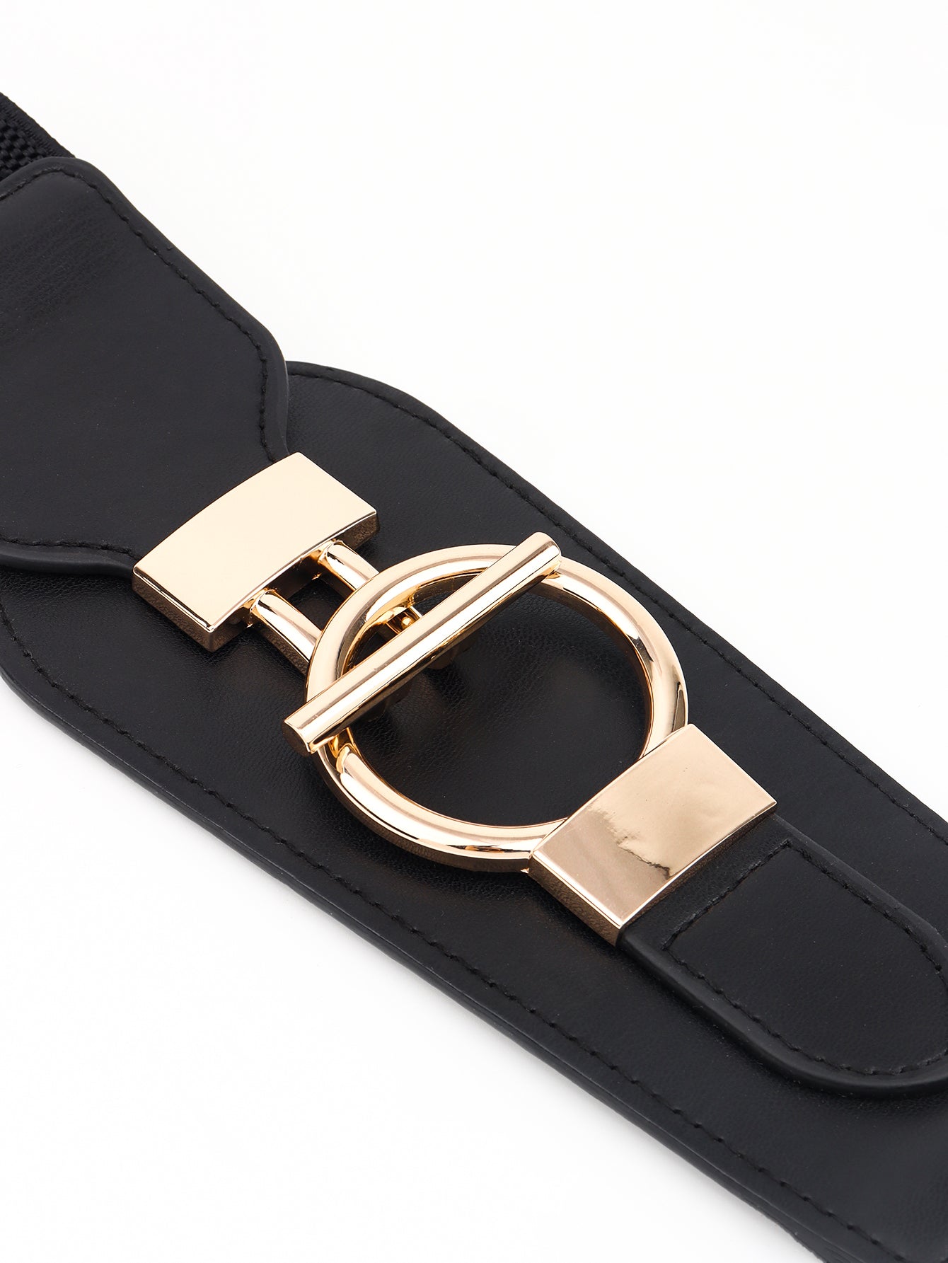 PU Elastic Wide Belt with Alloy Buckle Carauana Store