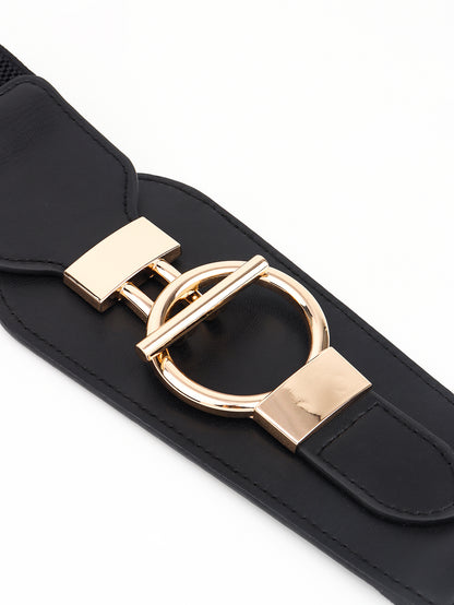 PU Elastic Wide Belt with Alloy Buckle Carauana Store