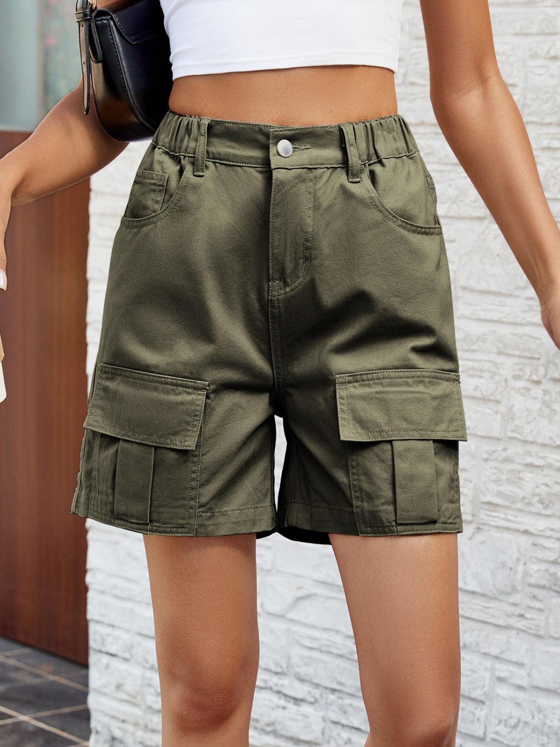 Pocketed High Waist Denim Shorts Carauana Store