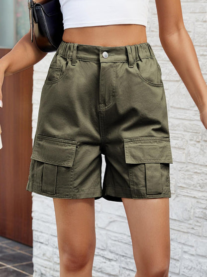 Pocketed High Waist Denim Shorts Carauana Store
