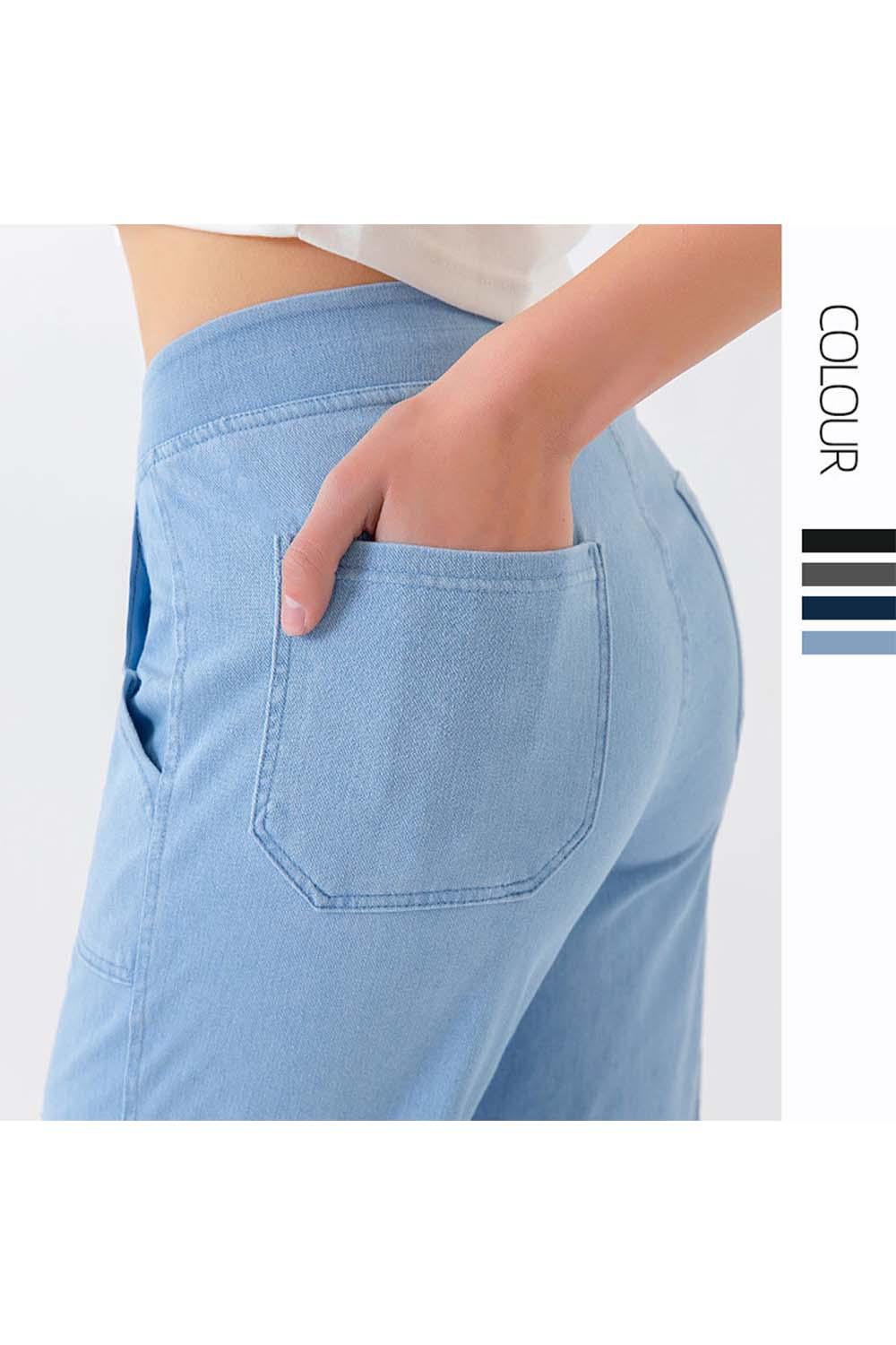 Buttoned Pocketed Long Jeans Carauana Store