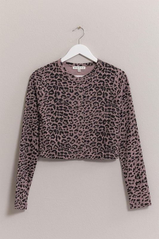 HYFVE Animal Print Snap Down Crop Cardigan Carauana Store