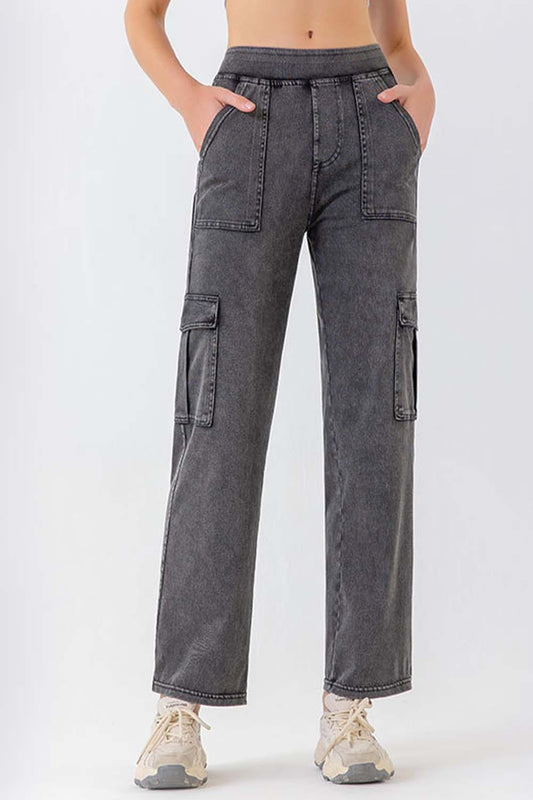 Buttoned Pocketed Long Jeans Carauana Store
