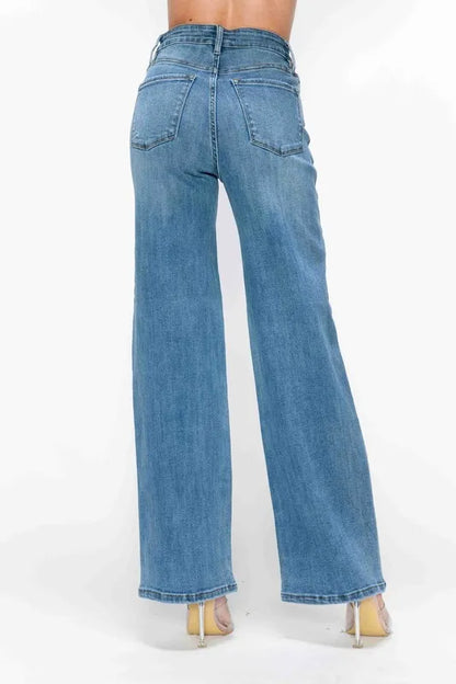 bytos Full Size High Rise Wide Leg Jeans with Pockets Carauana Store