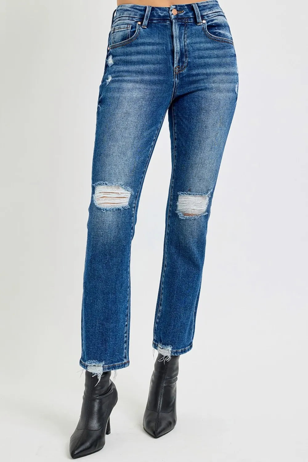 RISEN Full Size High Rise Distressed Crop Straight Jeans Carauana Store