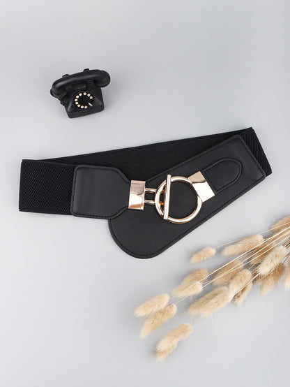 PU Elastic Wide Belt with Alloy Buckle Carauana Store