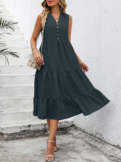 V-Neck Sleeveless Tiered Dress Carauana Store