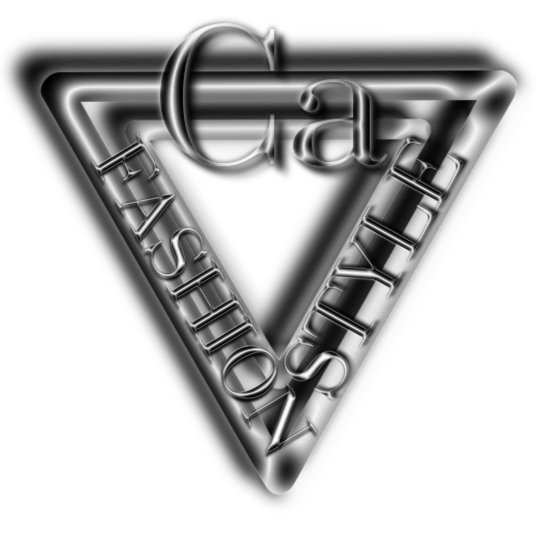 Metallic triangle emblem with 'Fashion Style' tBranded CaRUaNa Fashion
