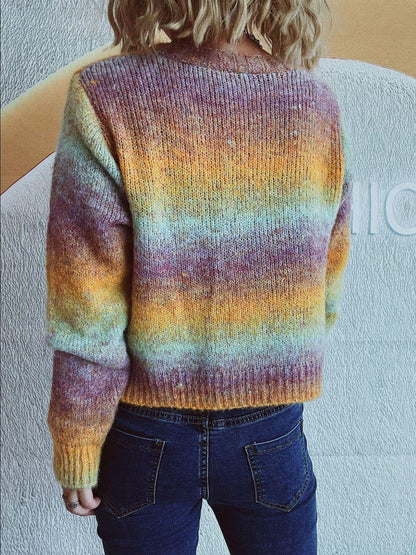 Gradient Heart Shape Button V-Neck Cardigan Carauana Store