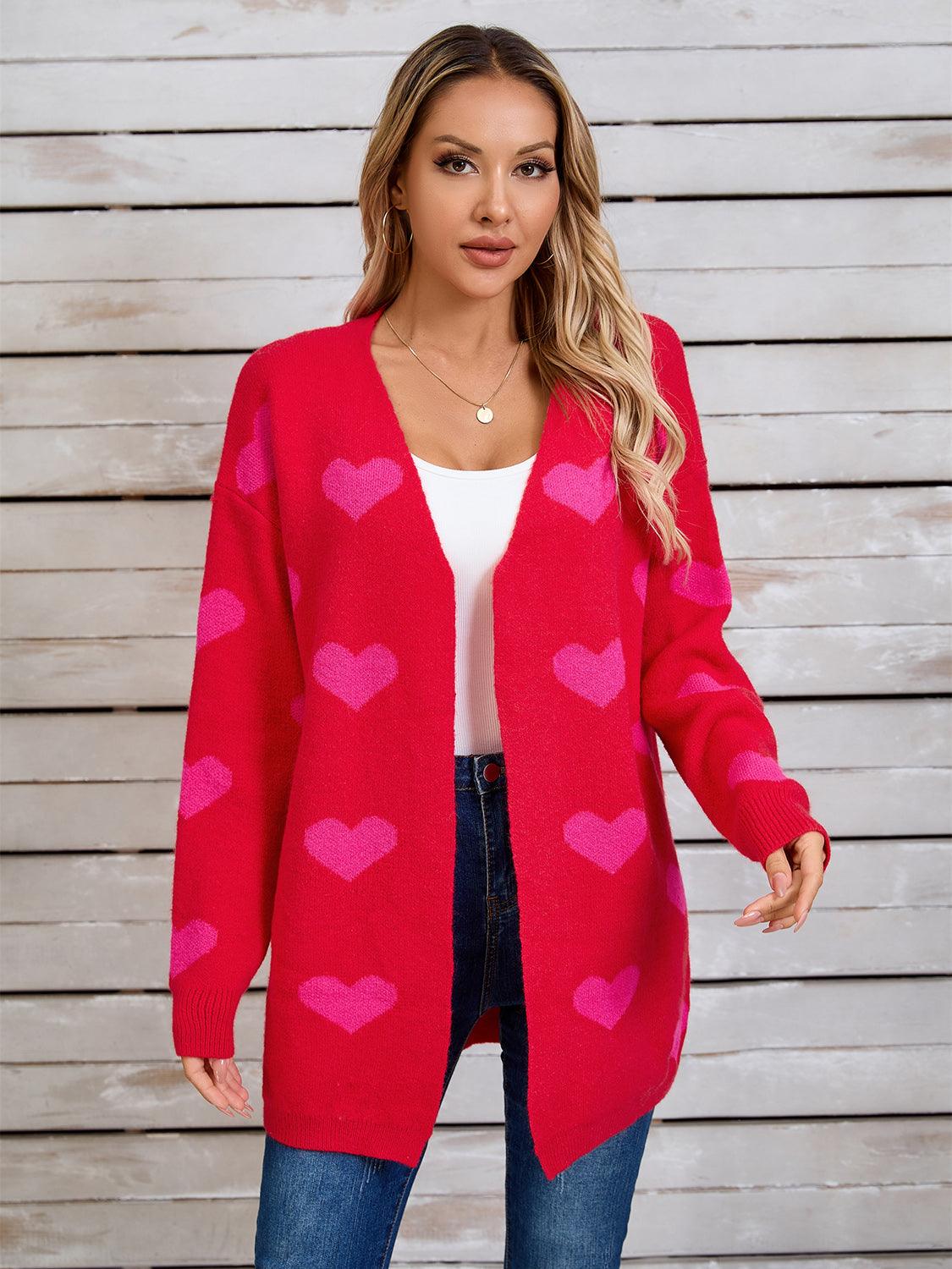 Angel Wings Heart Open Front Long Sleeve Cardigan Carauana Store